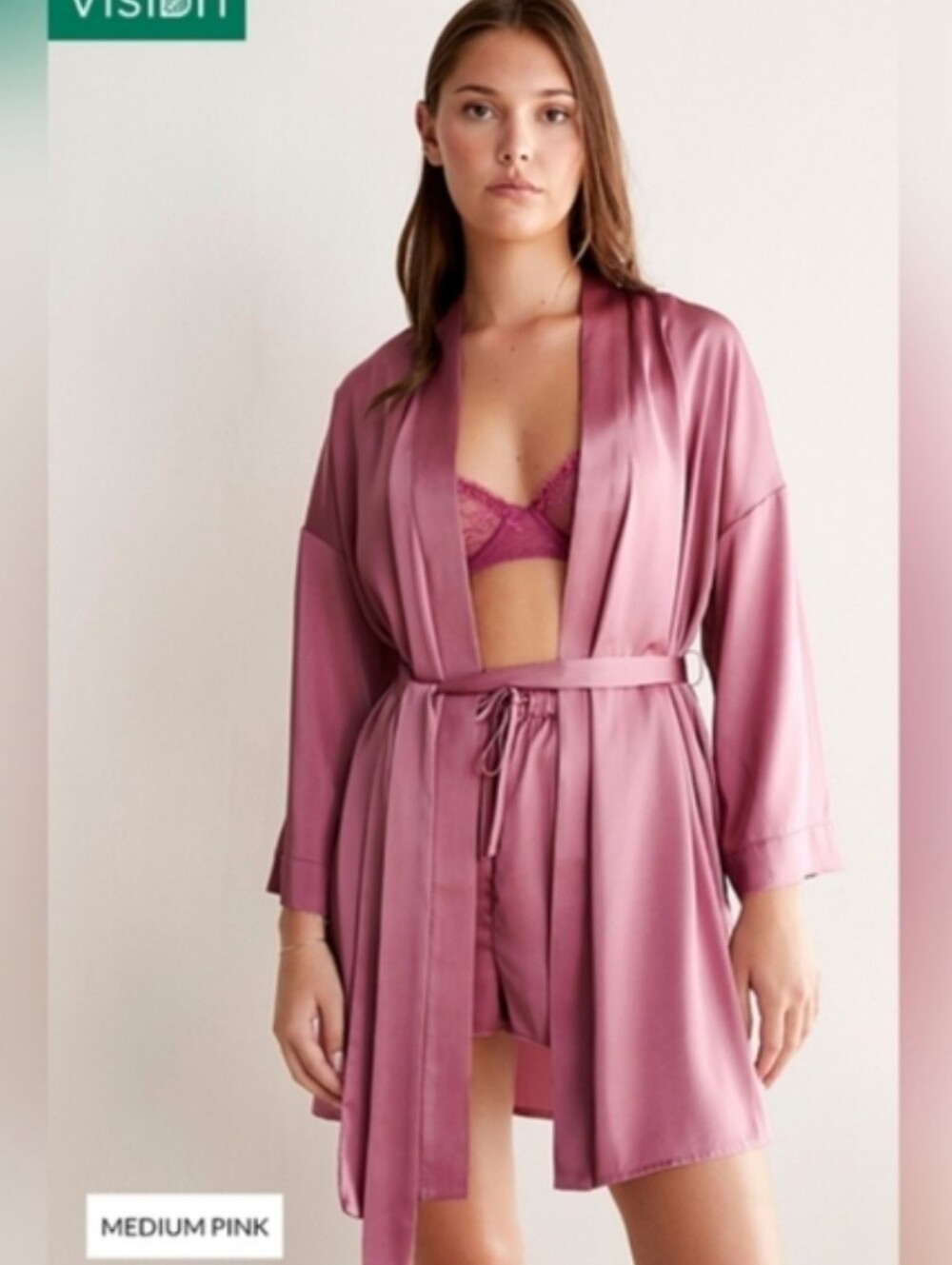 NWT Pink Silky Satin Short Robe from Miiyu in collaboration with twik - L/XL